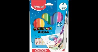 Maped Colorpeps Aqua Viltstiften Set - 10 Kleuren met Waterkwast