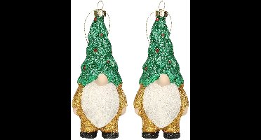 Home and Styling kersthanger gnome/dwerg/kabouter - 2x - kunststof - 12,5 cm - kerstversiering
