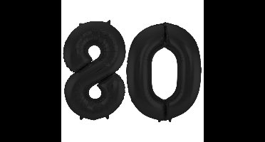 Folat Verjaardag Leeftijd folieballon - 80 jaar - zwart - 86 cm - cijferballon groot