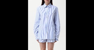 Striped Cotton Shirt and Shorts Set Wo - Blue Shirts