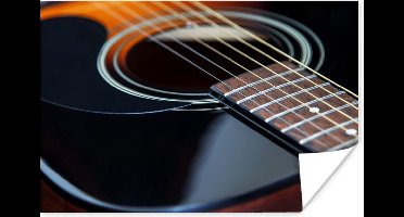 Poster Mooie zwart met bruine akoestische gitaar - 30x20 cm