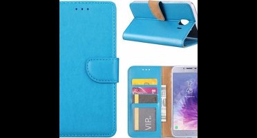 Ntech Hoesje Geschikt Voor Samsung Galaxy J4+ (Plus) 2018 case Turquoise Portemonnee / Booktype hoesje met opbergvakjes