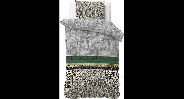 Dekbedovertrek - 140x200/220 + 1 kussensloop 60x70 -  1-persoons - Marble Panther Groen/Oranje