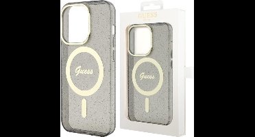 Guess - GUHMP14SHCMCGK - hoesje voor iPhone - 14 - zwart - Glitter - Goud - MagSafe