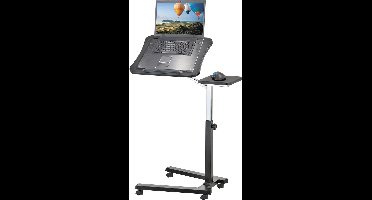 Ergonomische Laptoptafel Op Wielen - In Hoogte Verstelbaar - Antislip Laptop Statafel - Geschikt Voor Laptops Tot 17 Inch - Zwart