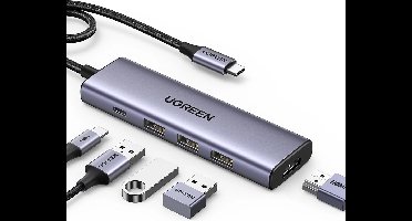 UGREEN Revodok USB C Hub PD100W, 4K HDMI, 3*USB A 3.0 5Gbps USB C Dock USB C Adapter Multiportadapter compatibel met iPhone 15 Serie, Galaxy S24, Surface, MacBook Pro/Air, iPad Pro, Steam Deck enz.