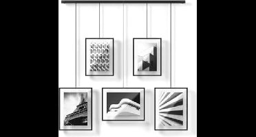 Exhibit Set met 5 fotolijsten, Staal, Zwart