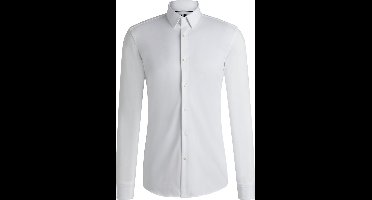 BOSS Hank-s slim fit overhemd - tricot - wit - Strijkvriendelijk - Boordmaat: 45