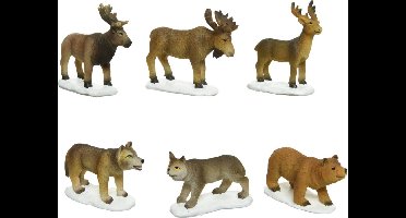 6x stuks kerstdorp accessoires dieren/rendieren - Kerstdorp onderdelen kerstversiering