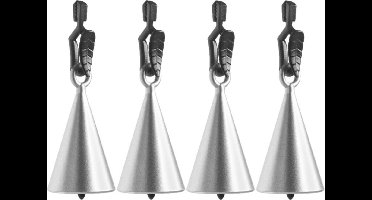 Patifix Tafelkleedgewichtjes - 4x - zilveren kegels - Tafelkleedhangers - Tafelzeilgewichtjes
