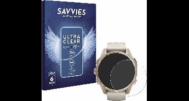 Savvies - Screenprotector voor Garmin Fenix 8 (43 mm) - Folie Beschermfolie transparant 6 Stuks