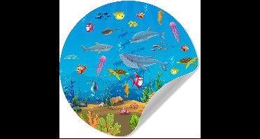 WallCircle® - Behangcirkel 30x30 cm - Muurstickers Zeedieren - Onderwaterwereld - Oceaan - Onderwater - Muurcirkel - Kinderkamer accessoires - Decoratie babykamer - Wandcirkel zelfklevend