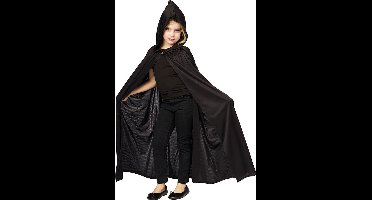 Zwarte cape met kap voor kinderen - 6 tot 10 jaar - halloween mantel