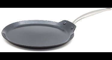 Greenpan Barcelona Aluminium Pannenkoekenpan Ø 28 cm – PFAS-vrij – Inductie Flensjespan – Ovenbestendig tot 220°C – Vaatwasserbestendig – Snelle opwarming – RVS handgrepen - Zwart