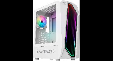 Witte RGB Mid Tower Gaming PC-behuizing met gehard glas | ATX compatibel | Verlichting & Ventilatoren inbegrepen