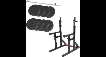 Gorilla Sports Multi Squat Rack + 40 kg halterset - Halterstang met gewichten