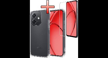 Hoesje - Met Screenprotector - Geschikt voor OPPO A40 - Sterk & Shockproof - Siliconen Case - Back Cover - Telefoon Hoes - Shock Proof - Transparant