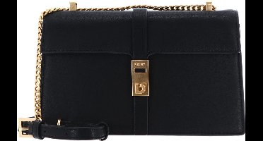 DKNY Leren Schoudertas Alora Flap Shoulder Bag Blk / Gold Zwart