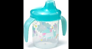 Tuitbeker Kind 6M+ - Unicorn Magic - Magische Eenhoorn - Deksel&Handvatten - Lichtblauw - 11x12.5x7.5cm