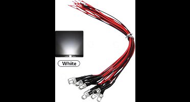 Knipper Led 5mm Blinking met kabel 12V - 10 stuks - kleur Wit