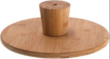 Bamboe Serveerplank op Voet 28 x 9 cm - Borrelplank - Bruin - Rond