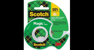 Plakband Scotch Magic 810 19mmx25m onzichtbaar + afroller | 12 stuks