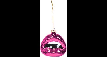 Kersthanger - Lip - Glas - Roze - 8,5x3,5x8,5cm