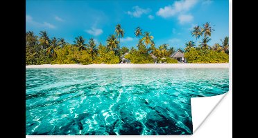 Poster Strand - Palmbomen - Zee - 30x20 cm