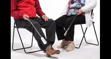 Adhome Schoentrekker in metaal met veer en lederen handvat - 60 cm