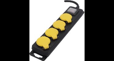 CHACON Waterdichte stekkerdoos 4 stopcontact 16 A met kabelschakelaar 3 m zwart