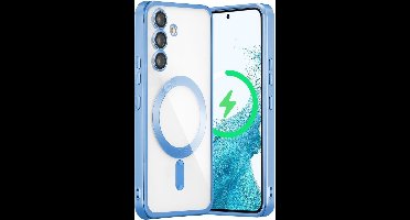 Hoesje geschikt voor Samsung Galaxy S24 hoes Met Lens beschermer Transparant / Blauw