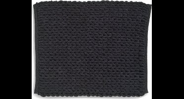 Badkamer Vloerkleed, Badmat, 65 x 55 cm, Zwart, Gerecycled Polyester, Katoen - Kela | Masha