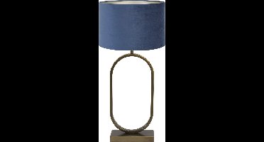 Light & Living Tafellamp Jamiri/Velours - Ant, Brons/Petrol - Ø30x67cm - Tafellamp met kap