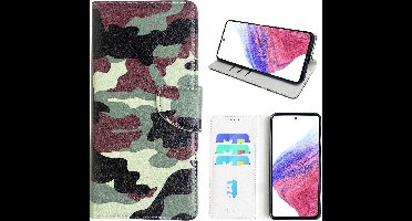 Hoesje geschikt voor Samsung Galaxy A53 Bookcase met camouflage print