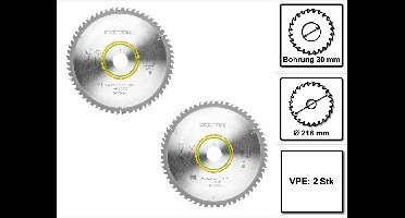 Festool 2x fijnvertand cirkelzaagblad HW 216 x 2,3 x 30 mm W60 216 mm 60 tanden ( 2x 500125 )
