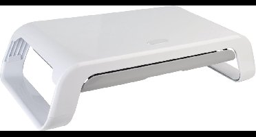 DESQ® | Monitorverhoger | 2 Hoogte Standen | Lade | Wit Hoogglans