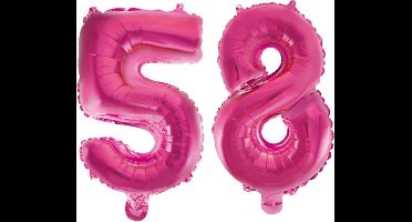 Folieballon 58 jaar roze 86cm