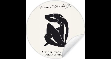 WallCircle® - Behangcirkel 30x30 cm - Muurstickers Vrouw - Abstract - Zwart - Henri Matisse - Muurcirkel woonkamer - Wandcirkel slaapkamer - Kamer decoratie zelfklevend - Muurdecoratie accessoires