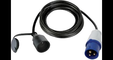 Perel Verloopkabel, H07RN-F 3G2.5, 3 m, 16 A/230 V, 3680 W, CEE naar type F, voor binnen en buiten, rubber, blauw