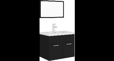 vidaXL - Badkamermeubelset - spaanplaat - zwart