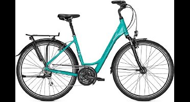 Damesfiets hyped 28 inch - Met 21 versnellingen - Stadsfiets - Framemaat 55 cm - V-brakes - Turqoise