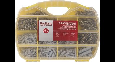 Toolland Assortiment spaanplaatschroeven en pluggen, 632-delig, verschillende maten