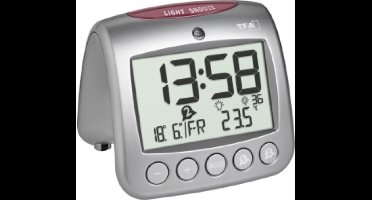 TFA Dostmann 60.2559.54 Wekker Zendergestuurd Grijs Alarmtijden: 2