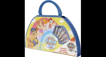 PAW Patrol draagbare tekenkoffer - Multicolor - Vanaf 3 jaar - 8 Viltstiften - 8 Krijtjes - 8 Verfkwasten - 6 kleurpotloden - Puntenslijper - 2 Stickervellen