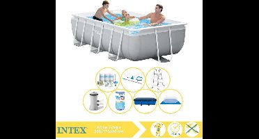 Intex Prism Frame Zwembad - Opzetzwembad - 300x175x80 cm - Inclusief Afdekzeil, Onderhoudspakket, Filter, Grondzeil en Onderhoudsset