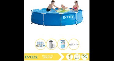 Intex Metal Frame Zwembad - Opzetzwembad - 366x76 cm - Inclusief Onderhoudspakket, Filter en Stofzuiger