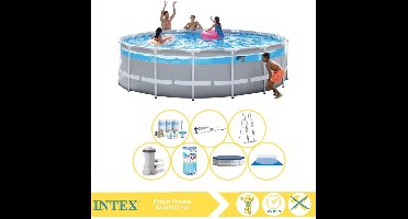 Intex Prism Frame Zwembad - Opzetzwembad - 427x107 cm - Inclusief Onderhoudspakket, Filter en Stofzuiger