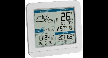 TFA Dostmann 35.1152.02 SKY - Weerstation - Draadloos - Buiten- en Binnetemperatuur - Weersverwachtingen - Luchtvochtigheid - Zendergestuurde Tijd - Datumaanduiding - Alarm - Snooze - Wit