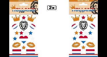 24x Tattoos Holland - nep tatoo - Festival landen Nederlands thema feest fun plakplaatjes leeuw Sport