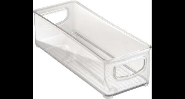 Koelkastorganizer, stapelbare opbergcontainer met handgrepen, kleine BPA-vrije doorzichtige lade-organizer voor keuken, koelkast en koelkast, praktische organisatie voor keuken